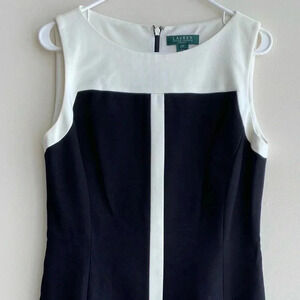 Lauren Ralph Lauren Black and White Sheath Dress, Size 14P